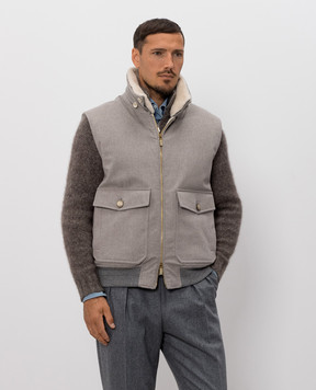 Brunello Cucinelli Grey wool down vest MM4701624