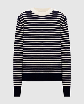 Ami Paris Blue striped merino wool sweater UKS891KN0200