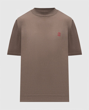 Brunello Cucinelli Brown T-shirt with embroidered emblem M29800104