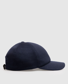Stefano Ricci Blue cashmere cap with monogram embroidery MCV63NV11FC0001T
