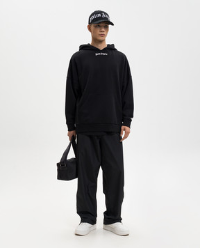 Palm Angels Black hoodie with contrast logo PMBB036S26FLE001