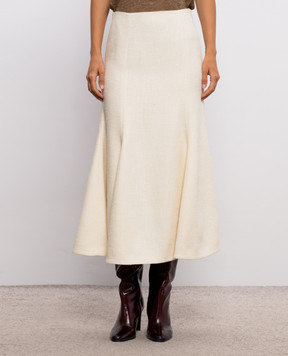 Gabriela Hearst Patterson ivory silk and wool skirt 4263079S099