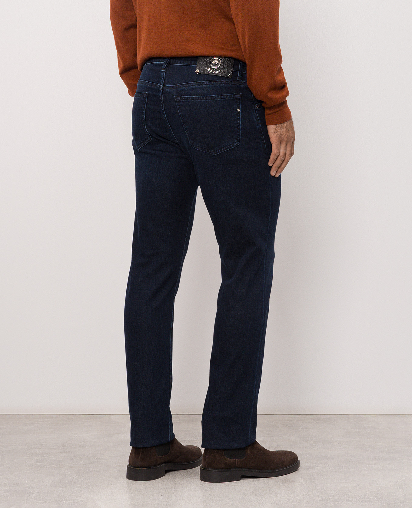 Blue jeans with logo patch Stefano Ricci 4