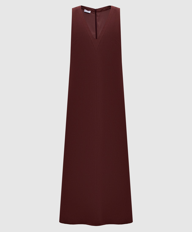 sandro dress burgundy self-portrait - Plum Linen Blend Lace Insert Midi Dress main image 0