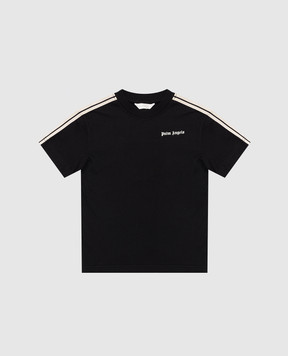 Palm Angels Children's black T-shirt with ribbon PBAA011S26JER001