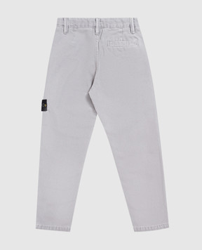 Stone Island Children's gray pants with logo patch L2S163100002S010414