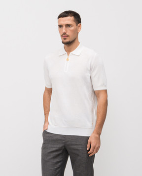 Stefano Ricci White polo shirt with patterned silk K818105P31F26171