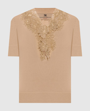 Ermanno Scervino Beige top with lace D485L309APYOJ