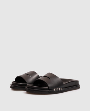 JW Anderson Black leather Fussbett flip-flops SL0017LA0232