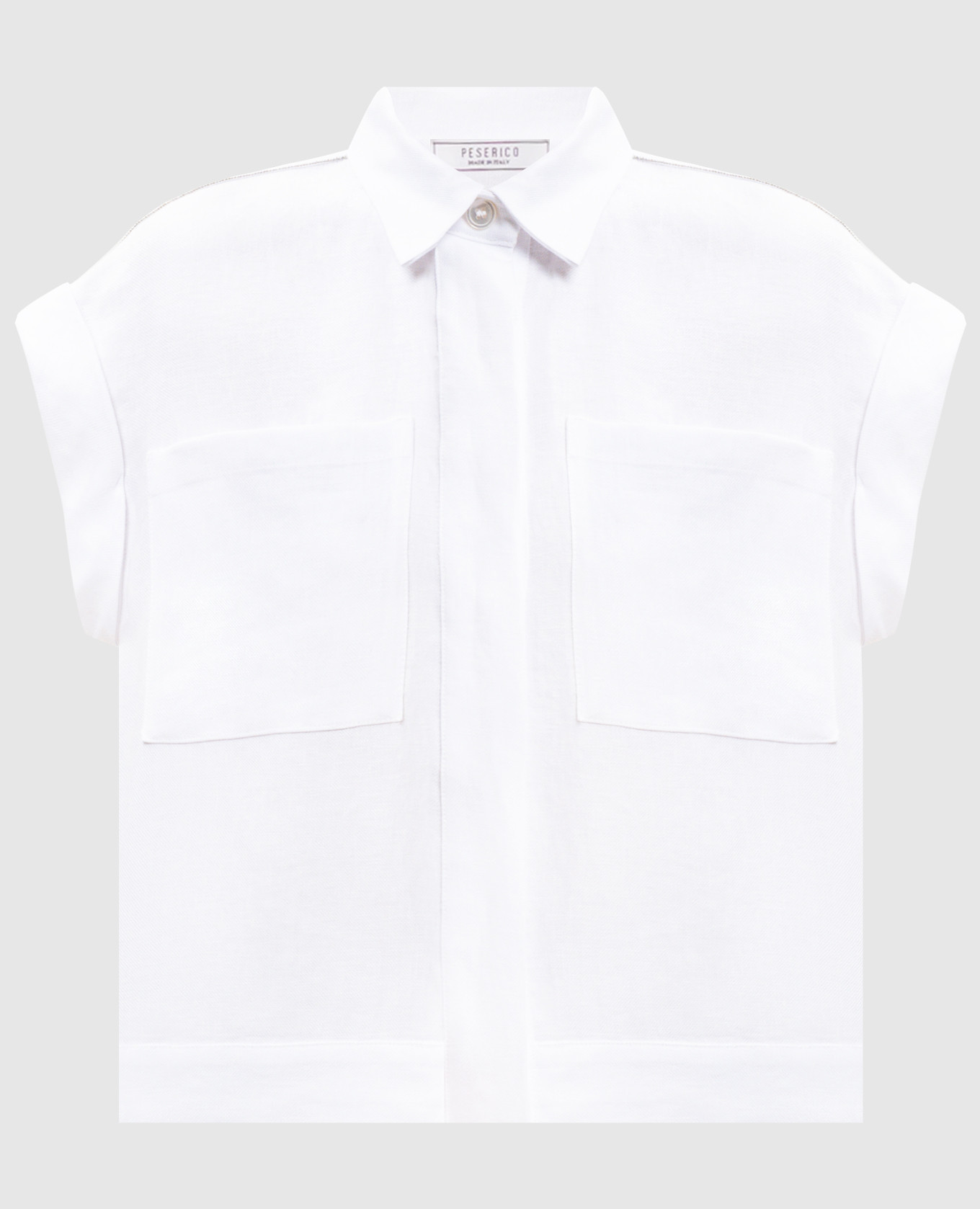 Chemise blanche en lin à manches courtes