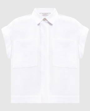 Peserico White linen shirt with short sleeves S0316602606