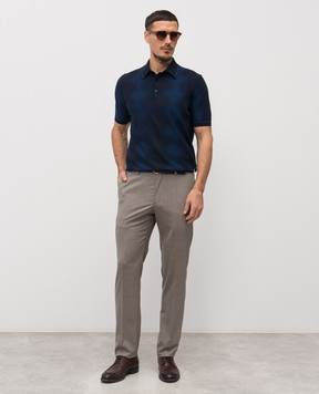 Stefano Ricci Blue polo shirt with patterned silk K818105P13F26171