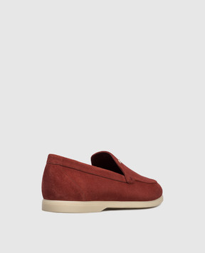 Stefano Ricci Burgundy suede loafers with textured emblem UC64G2287SDP