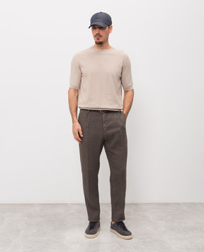 Peserico Brown linen pants R54274T00D02494