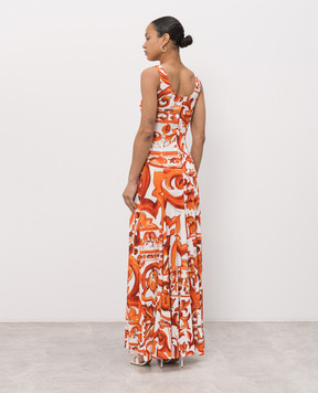 Dolce&Gabbana White maxi dress with branded print F6DAOTFS8DS