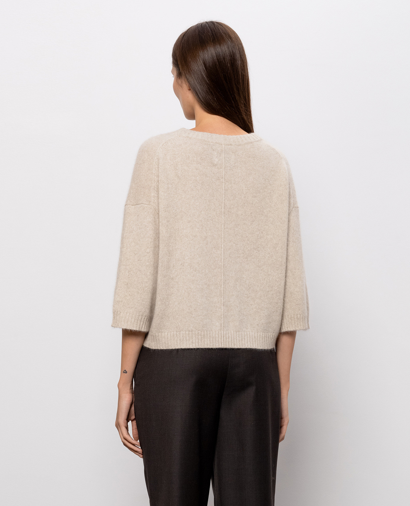 AZALI beige wool sweater with short sleeves Loulou de Saison 4