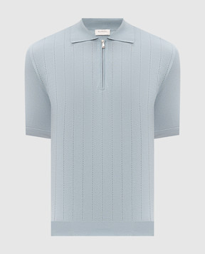 Bilancioni Blue polo shirt with perforated stripes BE26M5PZF5