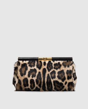 Dolce&Gabbana Marlene beige clutch in leopard-print napped leather BB7672A0863