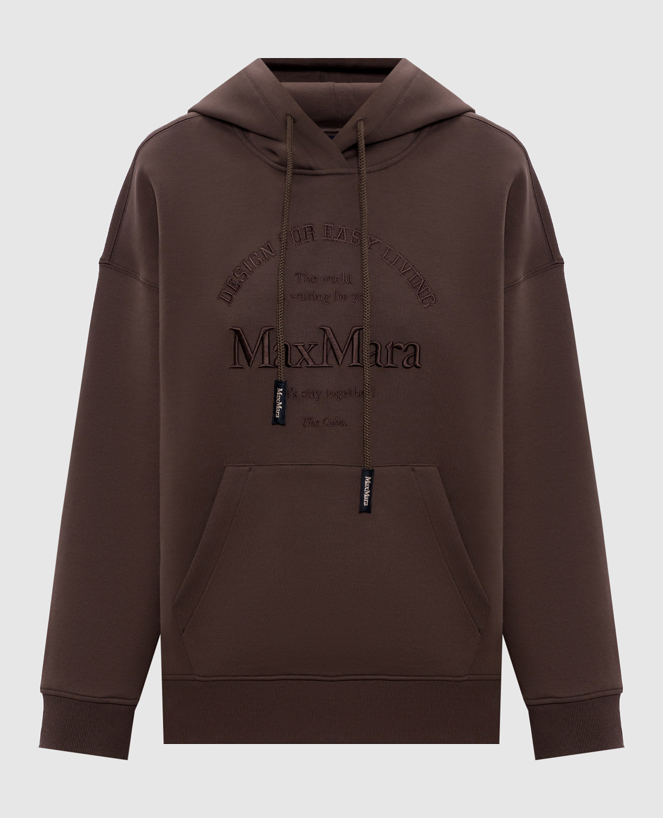 ANDREA brown hoodie with logo embroidery