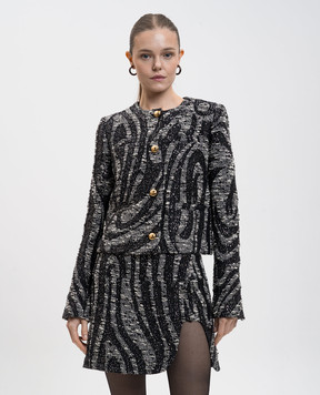 PUCCI Black wool jacket with branded pattern and sequins 5URB305U701