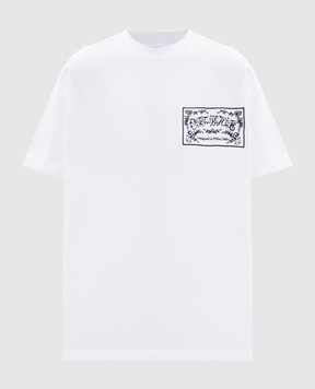 Off-White White T-shirt with embroidered logo 2FA00556T