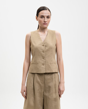 Max Mara Brown linen CARNET vest MSTCARNET