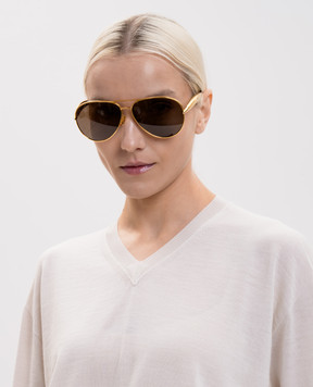 Bottega Veneta Sardine gold aviator sunglasses 779517V4450