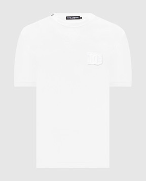 Dolce&Gabbana White T-shirt with monogram patch G8PV1ZG7P3N