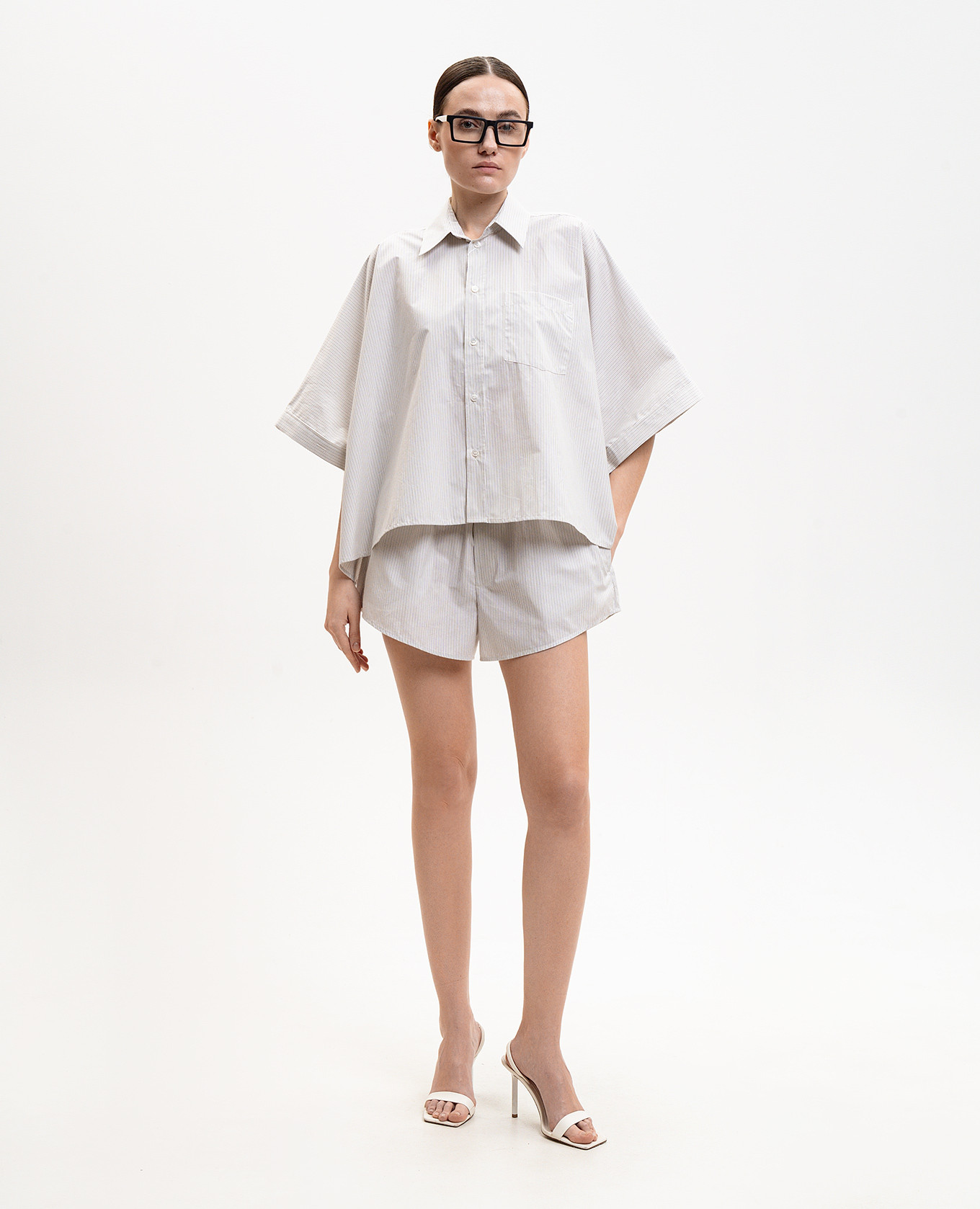 White striped shorts with logo Maison Margiela MM6 2