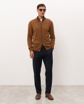 Canali Brown wool cardigan MK01149C0022