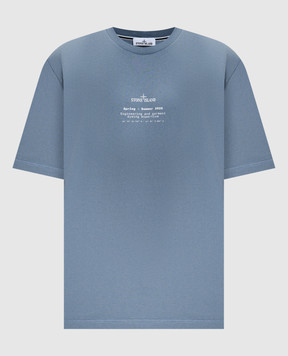 Stone Island Blue T-shirt with logo print L1S152100001S0285