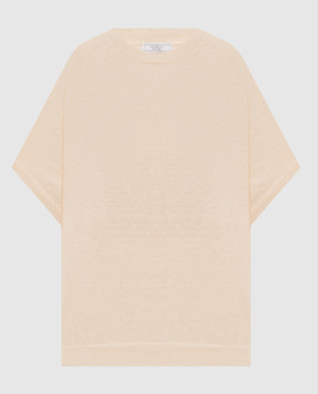 Peserico Beige linen t-shirt with monil chain S99162F129056L