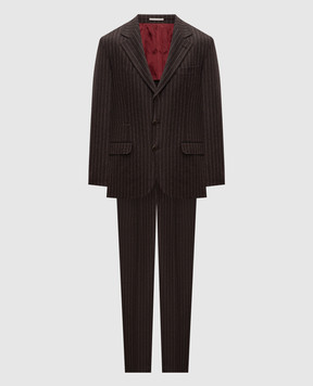 Brunello Cucinelli Brown striped wool and cashmere suit MV440LDTHH