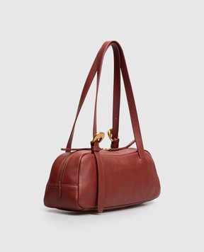Twinset Burgundy leather bag with embossed logo 262TB7193