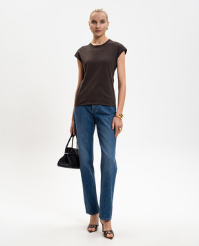 Tom Ford Brown top with embroidered monogram logo TSJ630JEX190