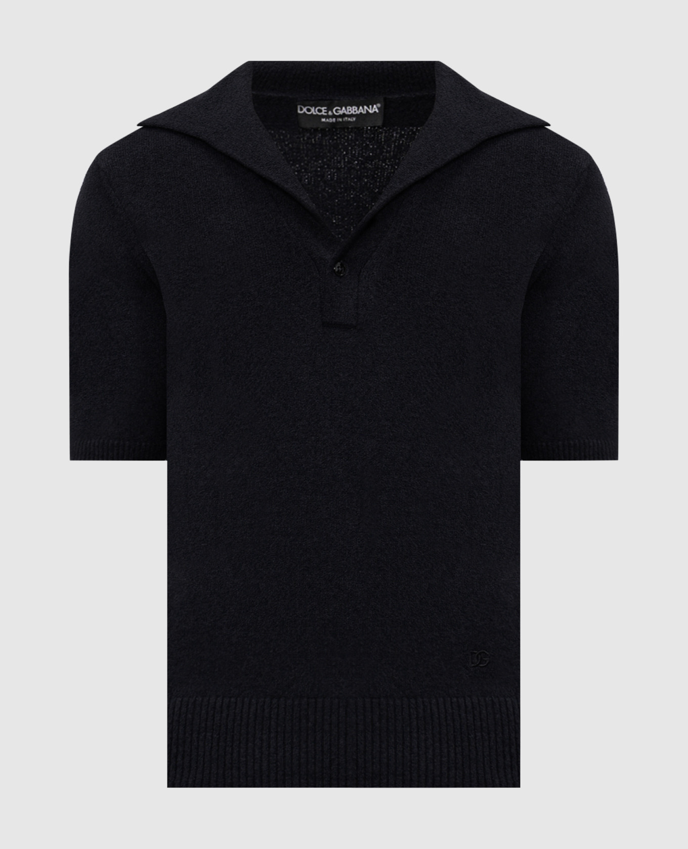 Black polo shirt with monogram embroidery