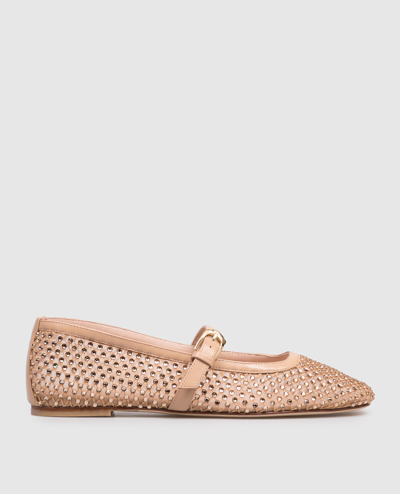 Bareitall beige ballet flats with crystals