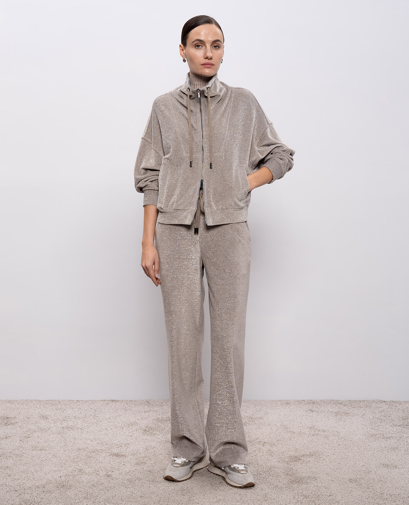 Beige velour sports jacket with lurex Peserico 2