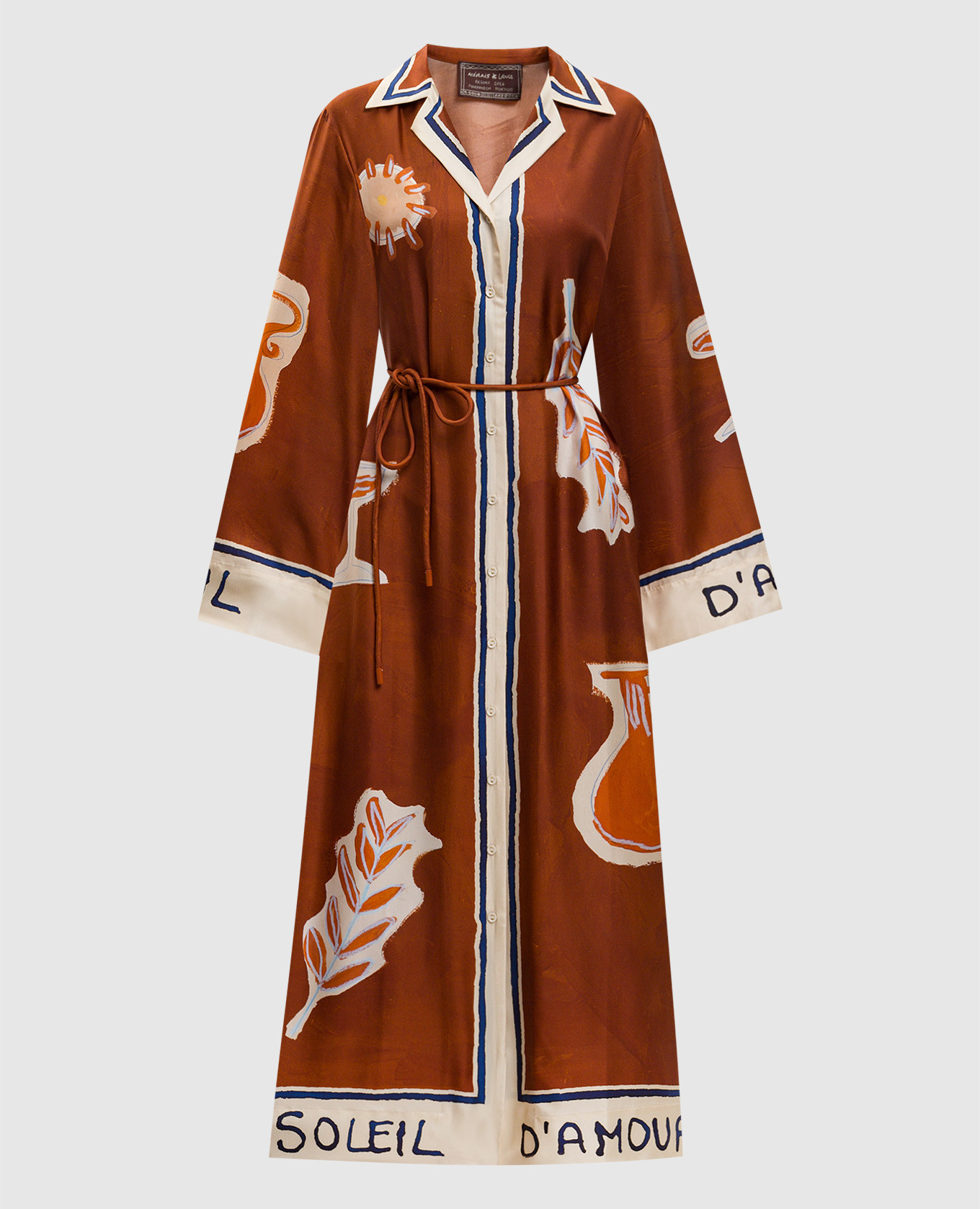 

Soleil D'Amour Brown Silk Shirt Dress Alemais