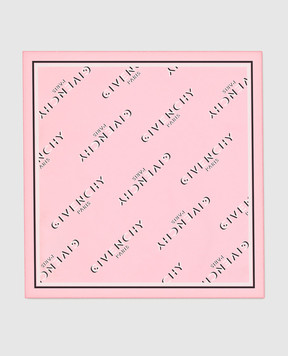 Givenchy Pink Shadow silk scarf with logo print 710009347005