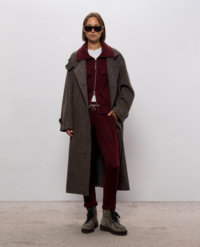 Brunello Cucinelli Burgundy Monil Chain Silk Sweatpants MP828SB899