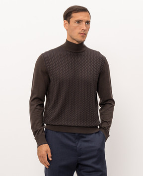 Stefano Ricci Brown cashmere and silk turtleneck K606436L10F26322