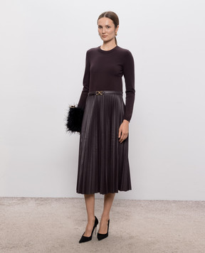 Twinset Brown dress with pleating 262TT3430