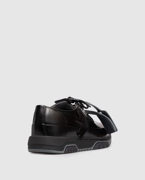 Off-White Black leather derby shoes with emblem OMIY002F25LEA001