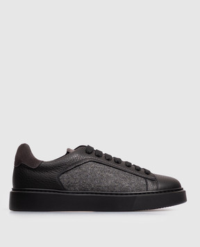Doucal's Black combination sneakers with logo patch DU3322ALEXPJ795