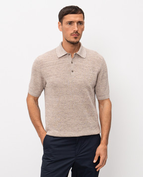 Peserico Beige polo with linen R59516F1209316
