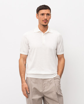 Brunello Cucinelli Ivory cotton polo shirt M29800125