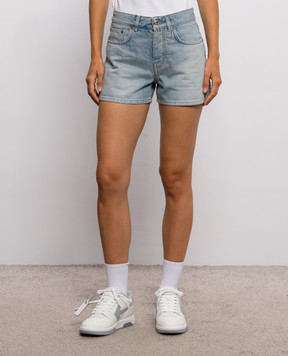 Off-White Blue denim shorts with a frayed effect 2FJ00584B