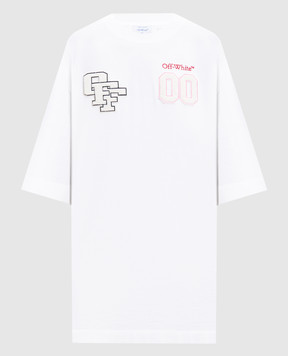 Off-White White T-shirt dress with textured stripes 2DH00AS26JER002