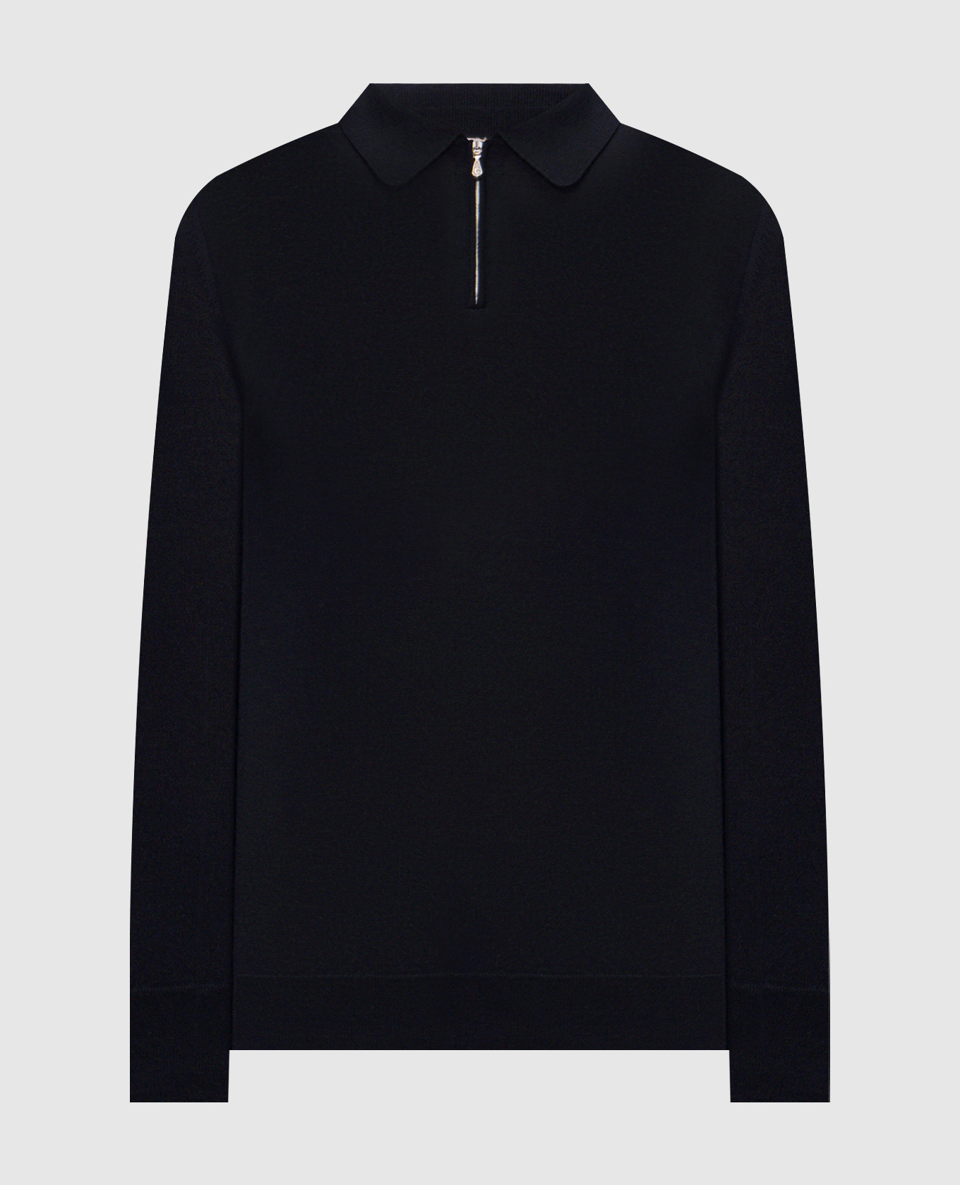 Blue wool and silk polo shirt